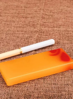 金丝玉鸡血石长方印章手把件
