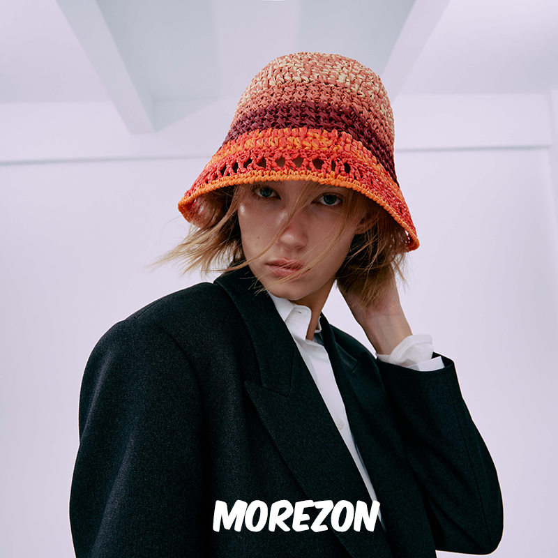 MOREZON【颂的鹤Sun Love Hat】24春夏新款小众拼色太阳帽渔夫帽 - 图2