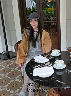 MOREZON【Brown hat Plissé Cap】26春夏新款潮人简约褶皱棒球帽