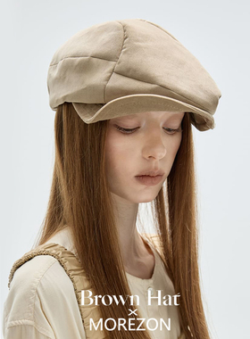 MOREZON【Brown hat Peach Touch Casquette】26秋冬桃皮绒报童帽
