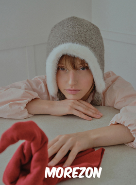 MOREZON【POESIE D'AME DOWNY BONNET HAT】秋冬毛绒系带侍女帽子