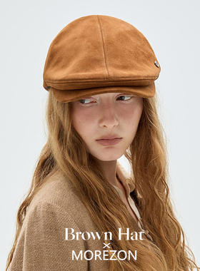 MOREZON【Brown hat Donald Suede Cap】26秋冬新款羊皮前进帽子