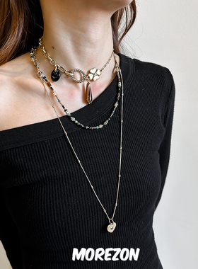 MOREZON【LAZY CIRCLES】24AW新款小众潮人简约四叶草玛瑙项链女