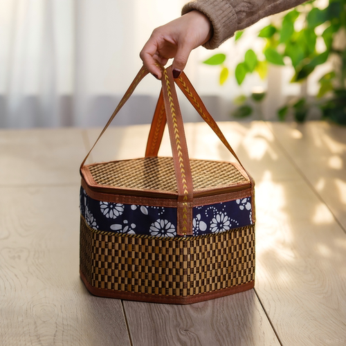 端午粽子高端竹编年货香肠腊肉竹篮大闸蟹土鸡蛋手提外包装盒礼盒 - 图0