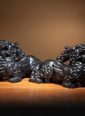 貔貅摆件一对泰山玉石招财转运