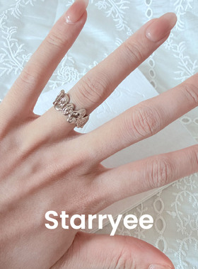 Starryee咖金设计感熔岩肌理戒指