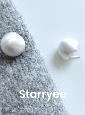 Starryee极简圆球金属拉丝银耳钉