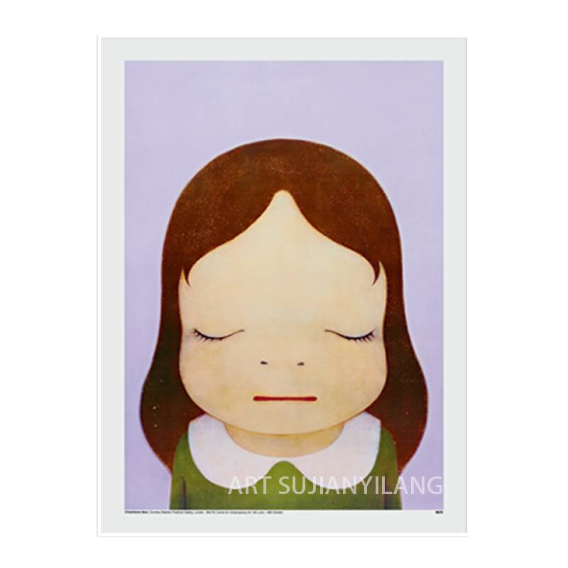 现代简约客厅卧室装饰画小众艺术奈良美智【打开 闭上眼睛 】版画 - 图3