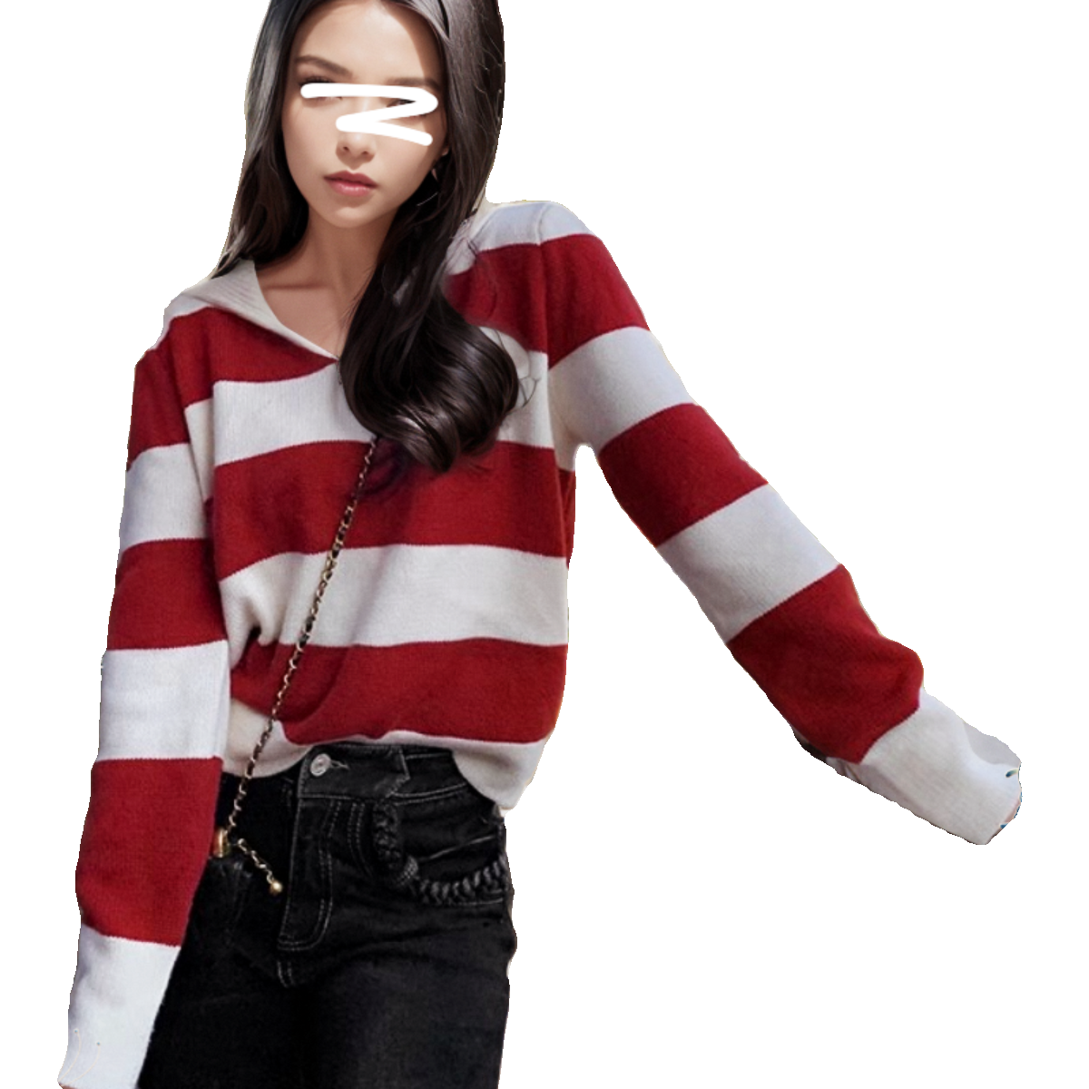 小景家红白撞色甜美海军领条纹毛衣女秋季短款甜辣修身羊毛针织衫,淘宝优惠券,粉丝福利购,淘宝优惠卷