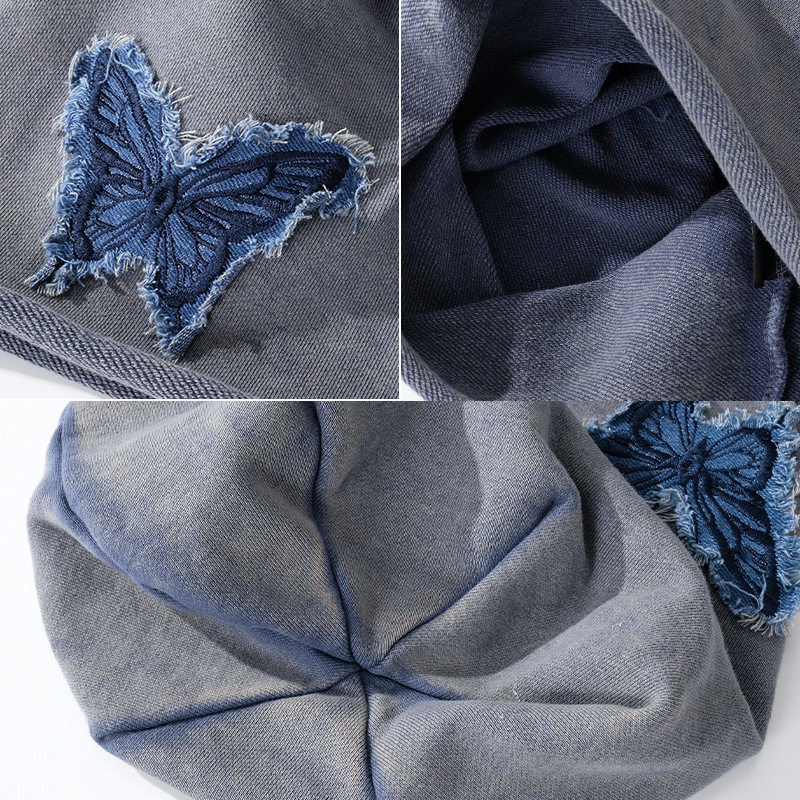 蝴蝶刺绣秋冬新款大头围堆堆帽女显脸小时尚百搭气质包头冷帽子男,淘宝优惠券,粉丝福利购,淘宝优惠卷