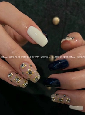 柒贰零Nail ins风小众美甲混色拼搭穿戴甲 可拆卸成品甲片假指甲