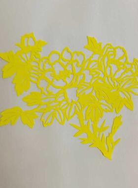 牡丹花卉彩色手工刻纸装饰画