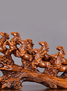 家居客厅多宝阁八骏雄风工艺品