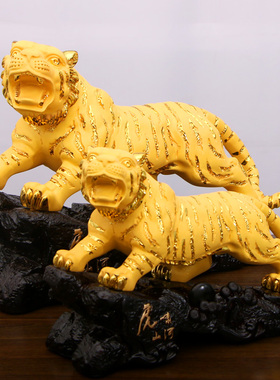 金色虎啸山河大号公司工艺品摆件