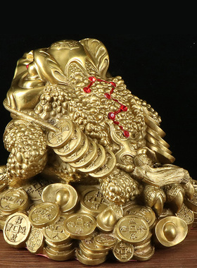 黄铜寓意招财纳福三足收银台摆件