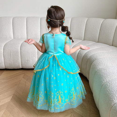 中小女童cos茉莉公主连衣裙儿童舞台演出裙印度舞表演走秀礼服裙 - 图2