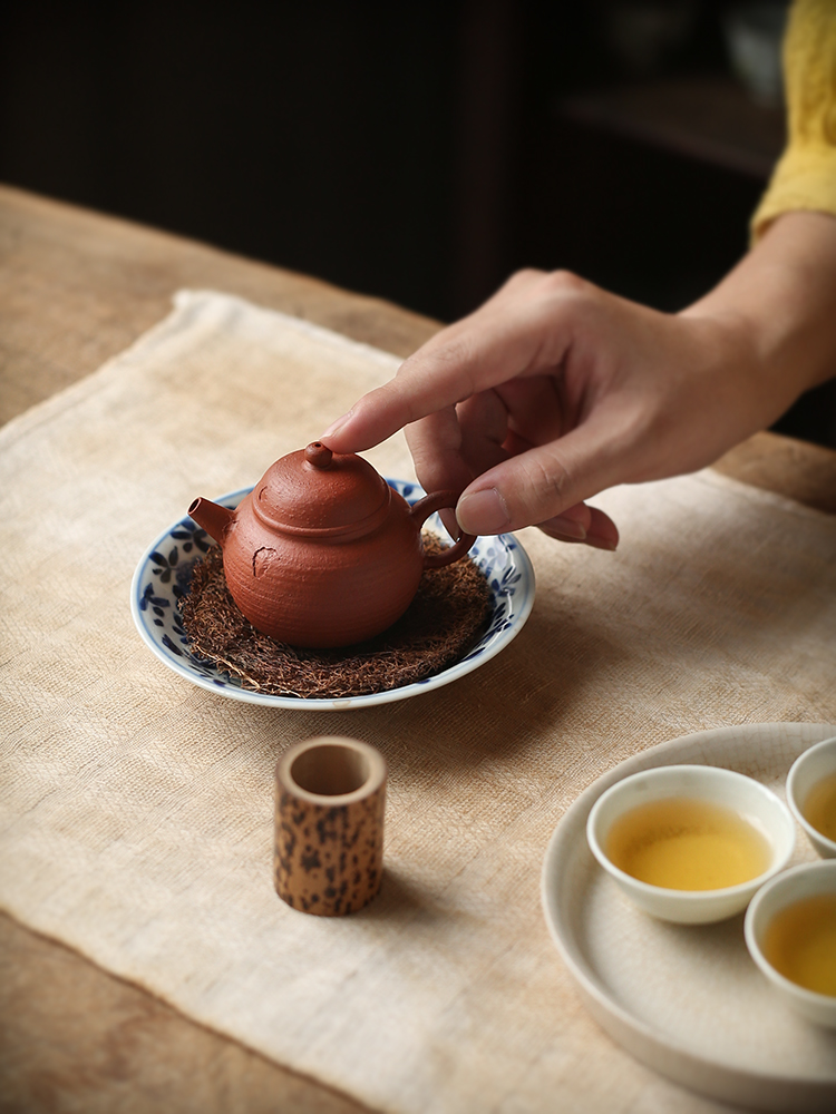 潮州手拉朱泥壶 功夫茶潮州工夫泡 小煤窑仿古紫砂小号巨轮壶手工