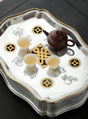 颜吉利锡茶盘手工大号
