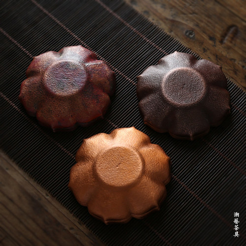 手工铜杯垫 日本杯托锡 银紫铜 茶托莲花奉隔热垫 金工茶道配件 - 图2