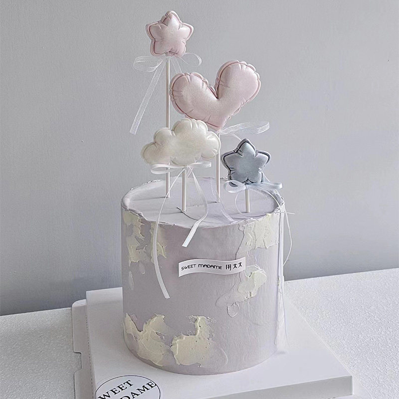 网红氛围感小仙女生日蛋糕装饰摆件气球数字星星月亮硅胶模具 - 图0