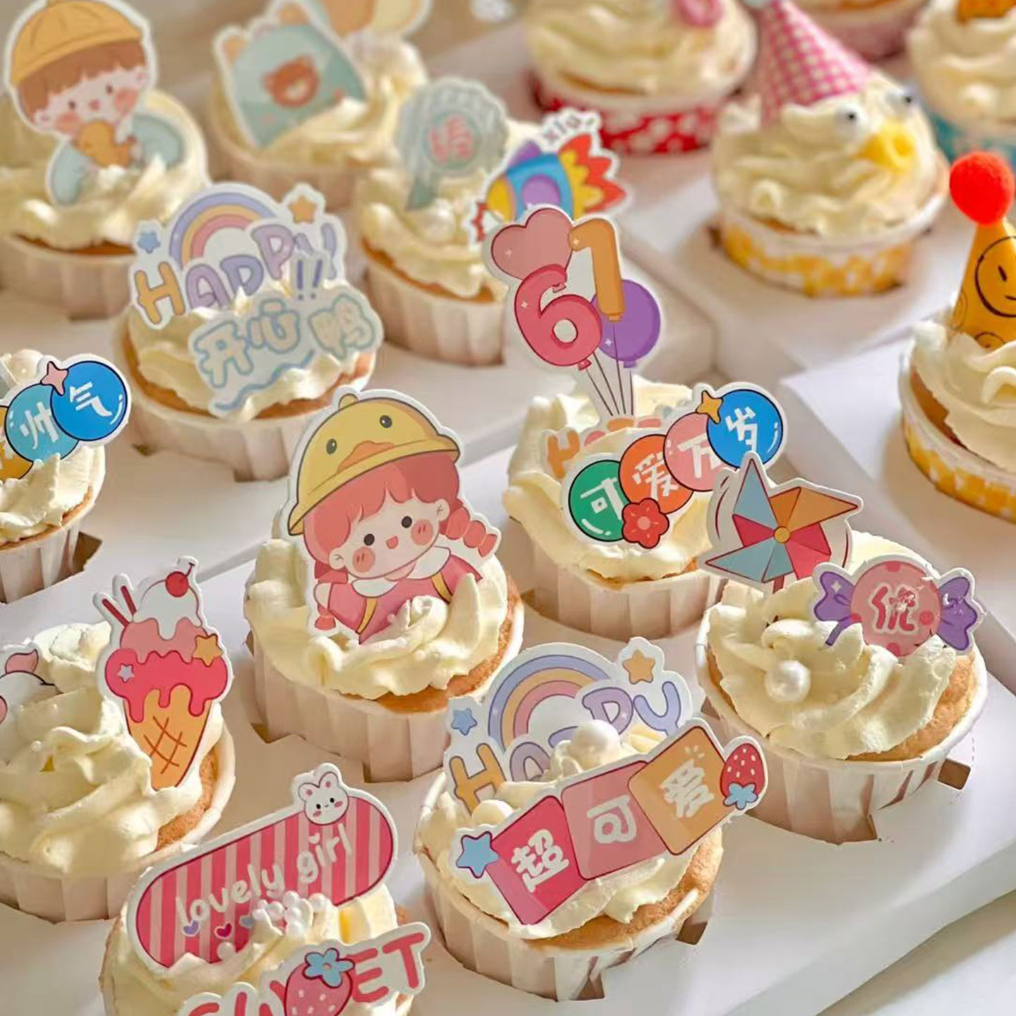 六一儿童节马芬杯纸杯蛋糕装饰超61可爱超帅气男孩女孩路牌插件z - 图2