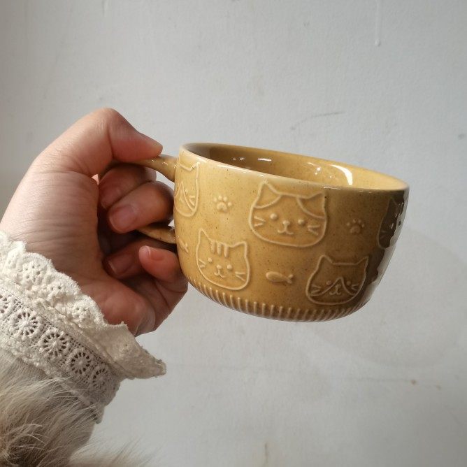 出日本单花语猫早餐杯陶瓷杯,淘宝优惠券,粉丝福利购,淘宝优惠卷