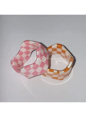 黑白戒指树脂黑白糖果色格子