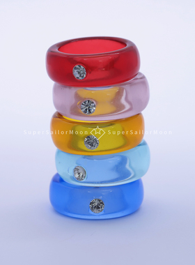 半透明水钻树脂糖果色泫雅风戒指