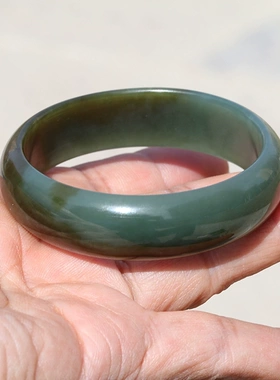 新疆和田玉山料糖青玉手镯53圈口