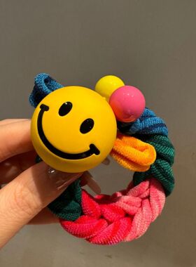 厉嘉琪同款发绳可爱笑脸多巴胺彩色发圈发饰高马尾