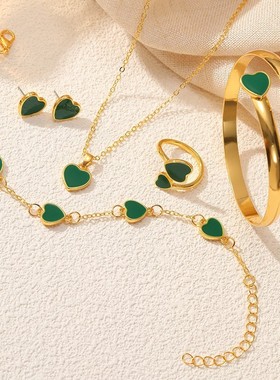 七夕送女友礼物简约不掉色心形手镯礼盒装女生小香风ins显白手链