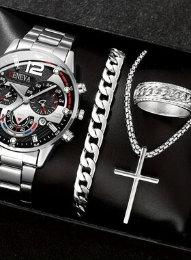 圣诞情人节送老公礼物帅气炫酷男士项链戒指手链礼盒装防水不掉色