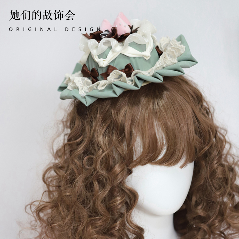 LOLITA手作小物捉迷藏蛋糕帽BB帽她们的故饰会原创手作洛丽塔发饰 - 图1