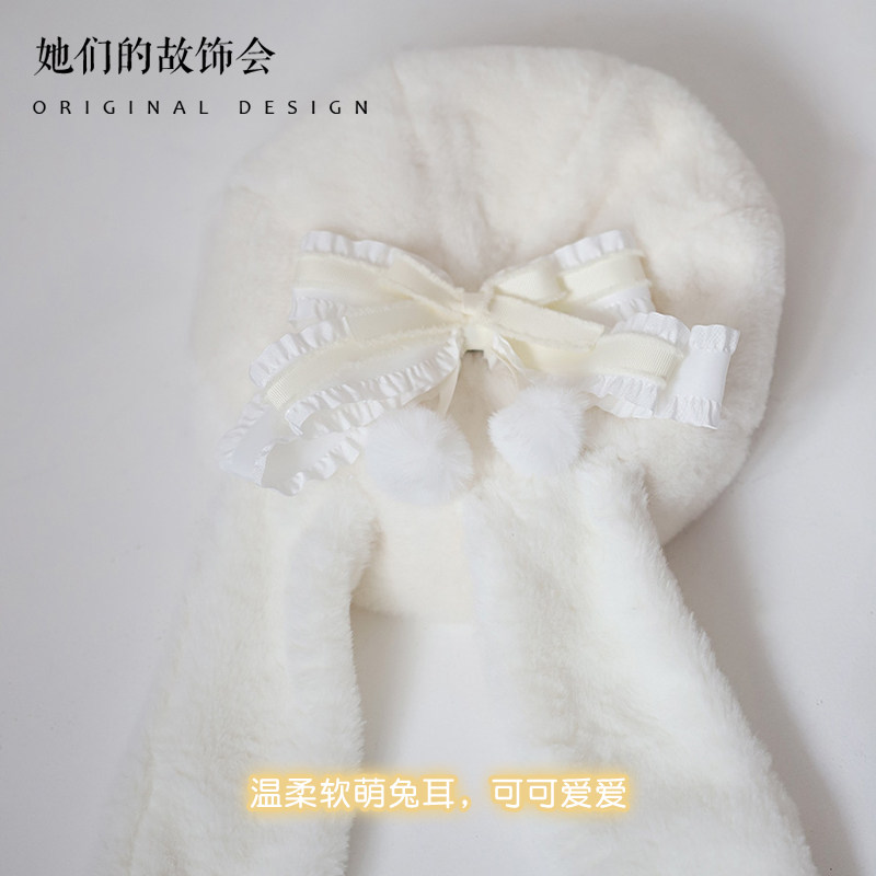 洛丽塔LOLITA贝雷帽原创手作小物毛绒兔耳蝴蝶结JK纯欲春夏季新款,淘宝优惠券,粉丝福利购,淘宝优惠卷