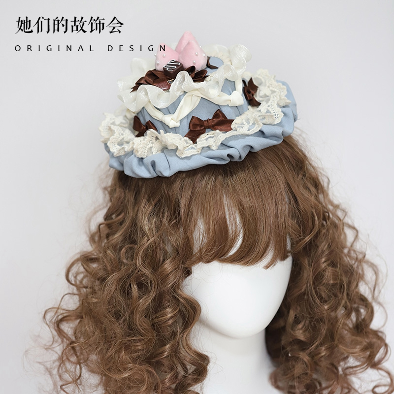 LOLITA手作小物捉迷藏蛋糕帽BB帽她们的故饰会原创手作洛丽塔发饰 - 图0