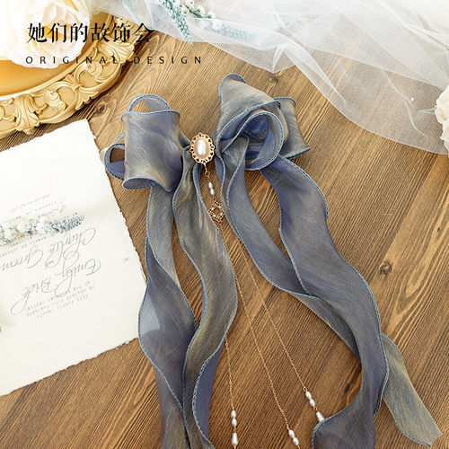 汉服头饰手作流苏汉洋折衷蝴蝶结发夹多色太炎兽红色原创古风发饰 - 图1