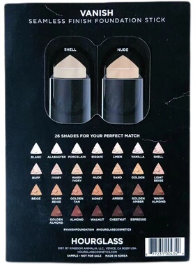 现货满百包邮Hourglass Vanish Seamless 粉底膏粉条试色卡小样