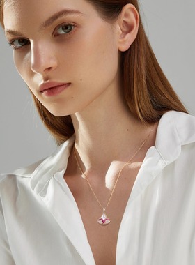 轻奢贝母扇形镶钻小裙子女生项链