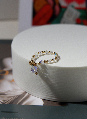 女奥地利水晶小众夏日清新感戒指