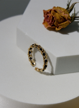 2022戒指原创黑金色小香风女