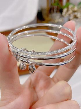 三生三世银手镯女纯银年轻款999足银镯子手环情人节礼物送女朋友