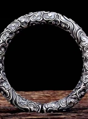 新品原创手工银饰S999足银祥云金箍棒手镯紧箍咒手镯手环男女情侣