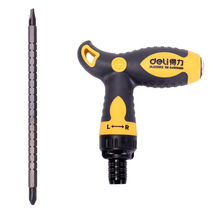 Able (deli) multifunction two-way T-type telescopic ratchet dual purpose screwdriver chrome vanadium steel labor-saving screw driver One