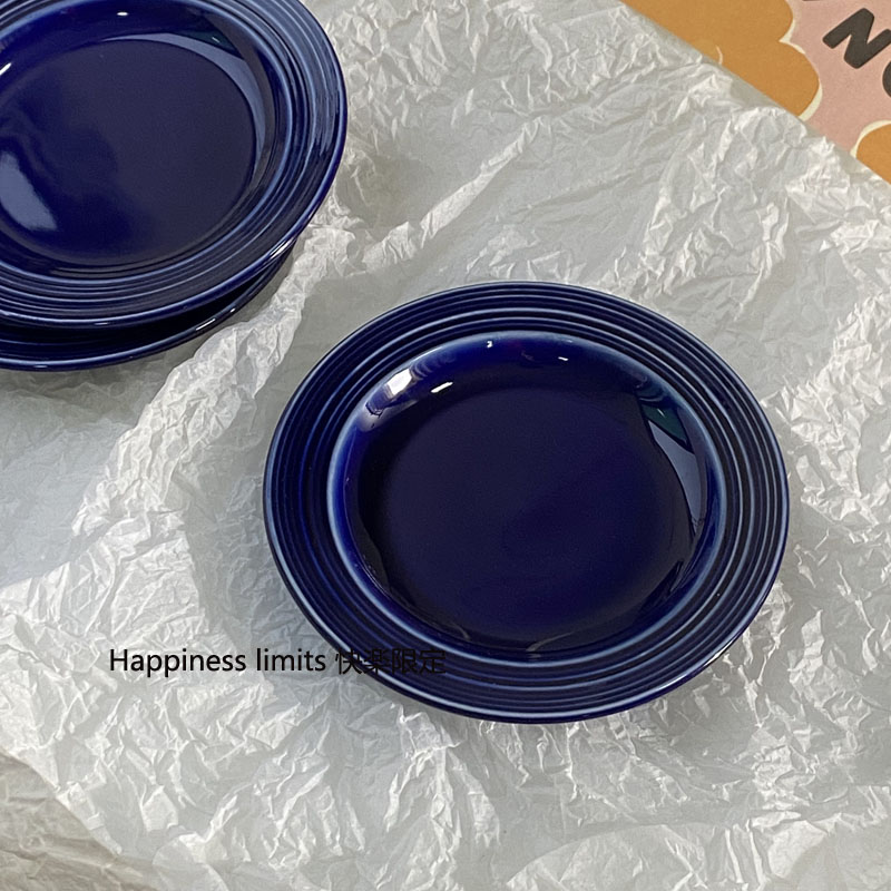 快楽限定*INS博主款克莱因蓝色甜品陶瓷小碟子拍照点心盘待客餐具 - 图1