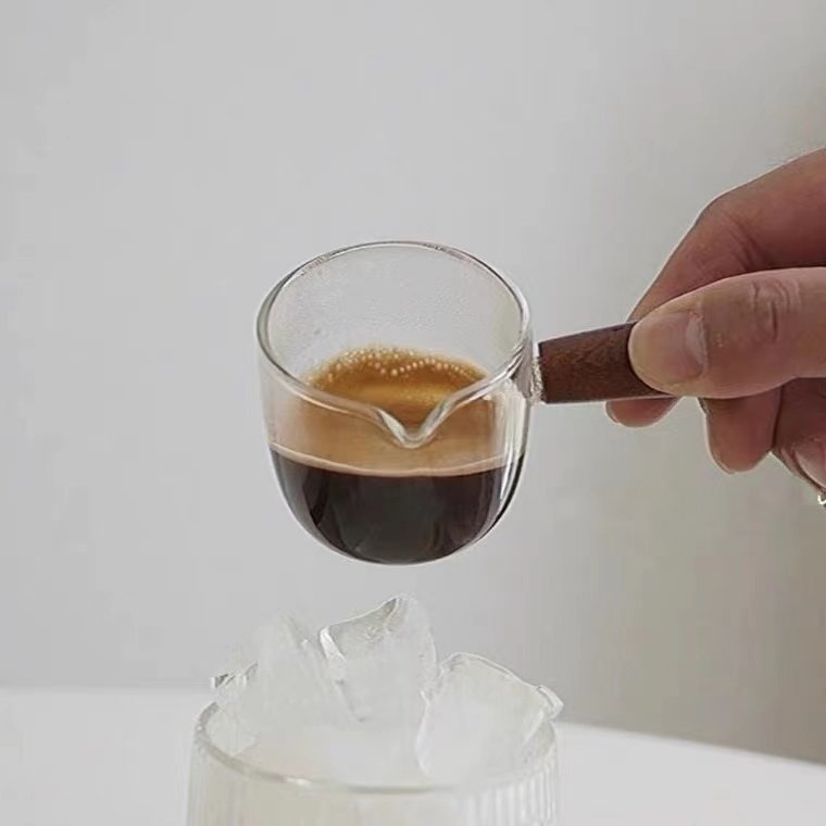 浓缩咖啡小奶盅杯玻璃迷你手柄带把牛奶壶料汁奶缸木柄汁斗倒奶罐,淘宝优惠券,粉丝福利购,淘宝优惠卷
