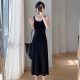 2025夏季莫代尔圆领法式背心过膝长裙温柔百搭黑色显瘦连衣裙女潮