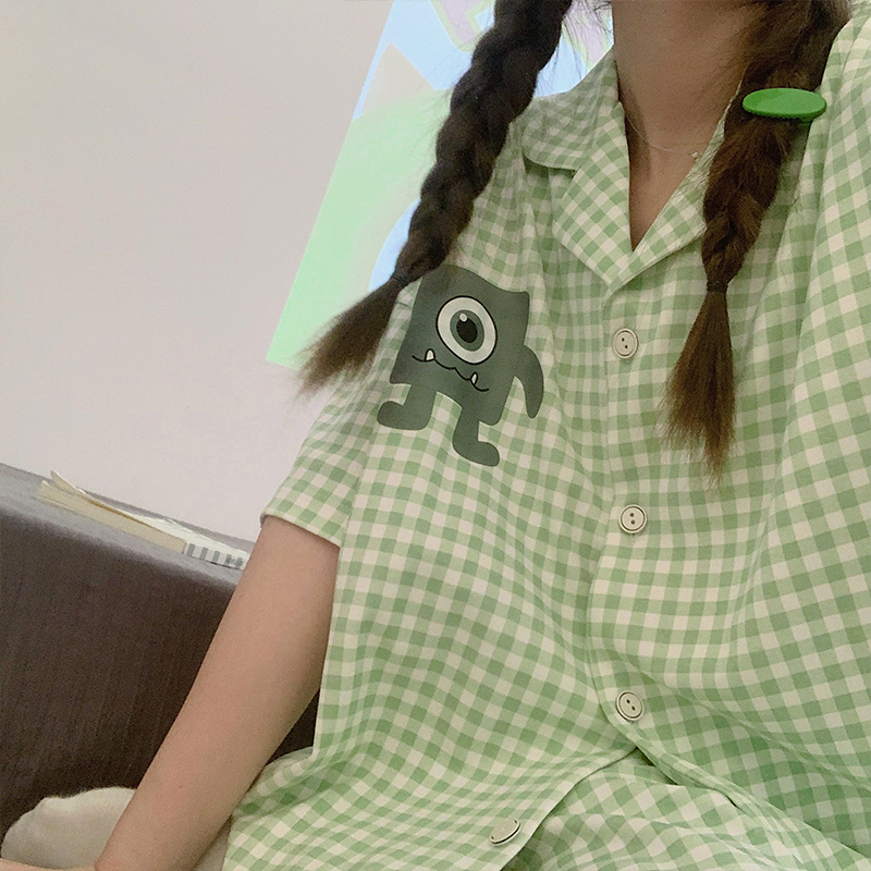 带胸垫睡衣女夏季纯棉短袖2022年新款少女夏天大码两件套装春秋 - 图3