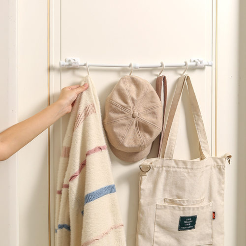 粘贴式杆夹免打孔窗帘杆固定器横杆门帘杆挂夹挂钩支架伸缩杆夹子 - 图2