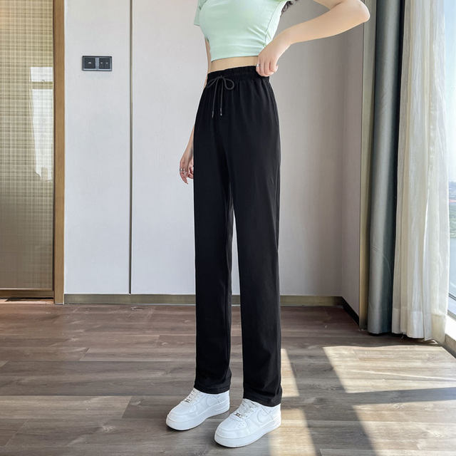 Summer ບາງໆ slim ເຫມາະ slimming ຕີນພຽງເລັກນ້ອຍຂະຫຍາຍ version ສູງແມ່ຍິງກິລາກາງເກງແຄບສະບັບກົງທໍ່ກາງເກງກາງເກງ