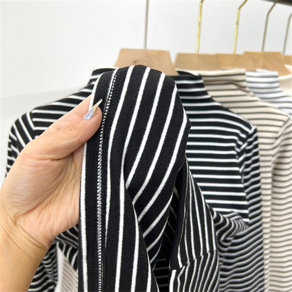 男女童条纹德绒打底衫内搭秋冬半高领中大儿童长袖加厚一体绒上衣,淘宝优惠券,粉丝福利购,淘宝优惠卷